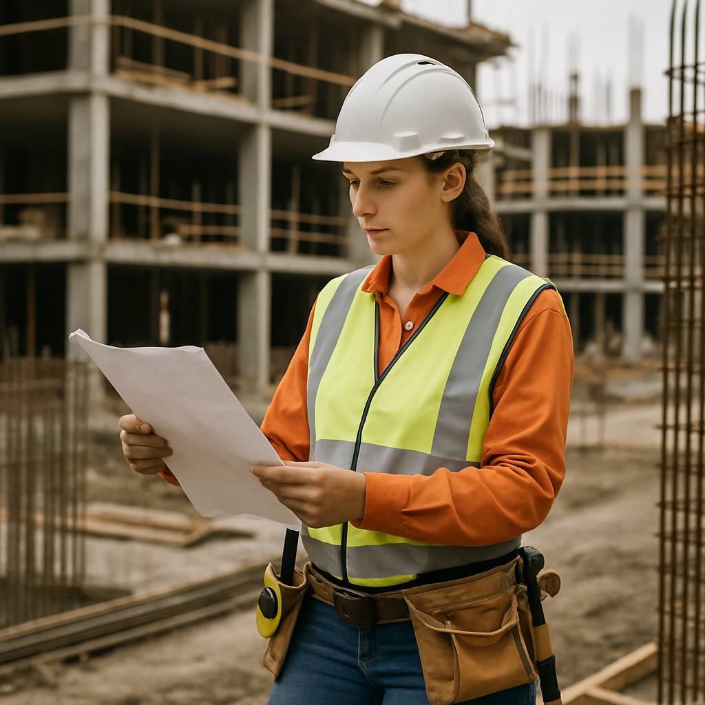 Auto-entrepreneur travaillant sur un chantier, mettant en avant la protection